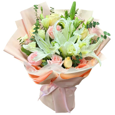 朝阳10朵玫瑰百合混搭，爱是难忘时刻